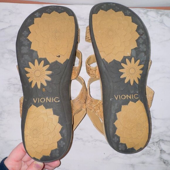 Vionic Women's Amber Beige Tan Cork Ankle Strappy Flats size US 10 - Picture 7 of 9